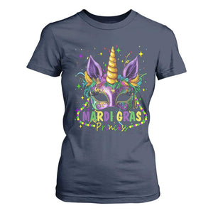 Funny Mardi Gras Princess T Shirt For Women Unicorn Mask Party TS11 Navy Print Your Wear