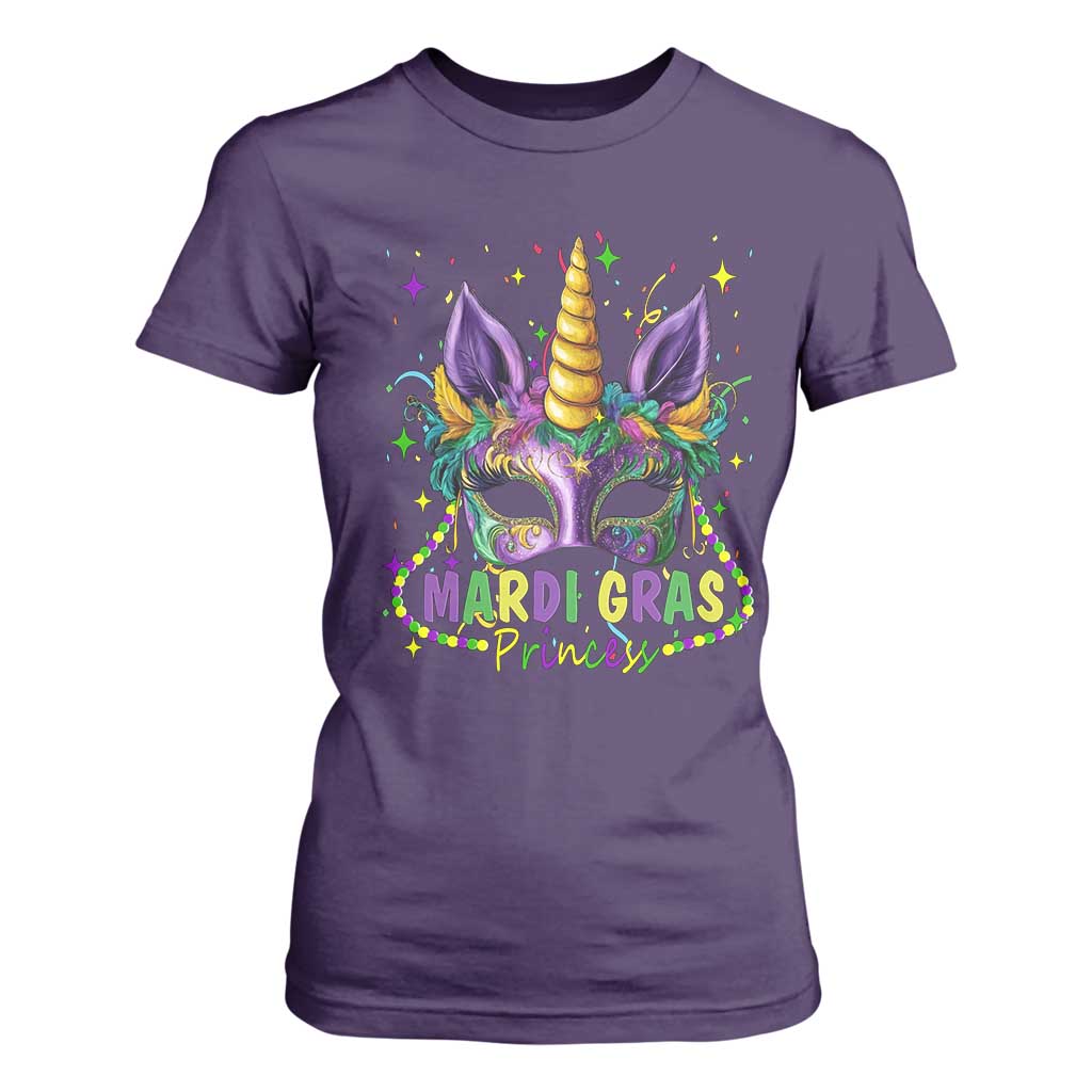 Funny Mardi Gras Princess T Shirt For Women Unicorn Mask Party TS11 Purple Print Your Wear
