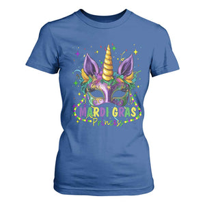 Funny Mardi Gras Princess T Shirt For Women Unicorn Mask Party TS11 Royal Blue Print Your Wear