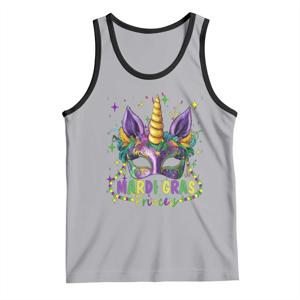 Funny Mardi Gras Princess Tank Top Unicorn Mask Party TS11 Athletic Heather Black Print Your Wear