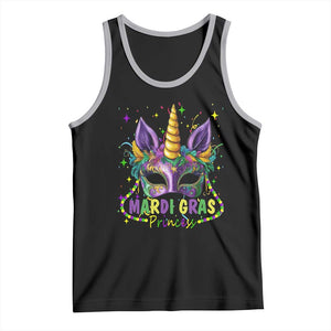 Funny Mardi Gras Princess Tank Top Unicorn Mask Party TS11 Black Athletic Heather Print Your Wear