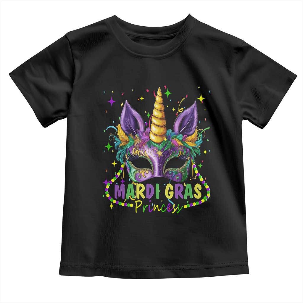 Funny Mardi Gras Princess Toddler T Shirt Unicorn Mask Party TS11 Black Print Your Wear
