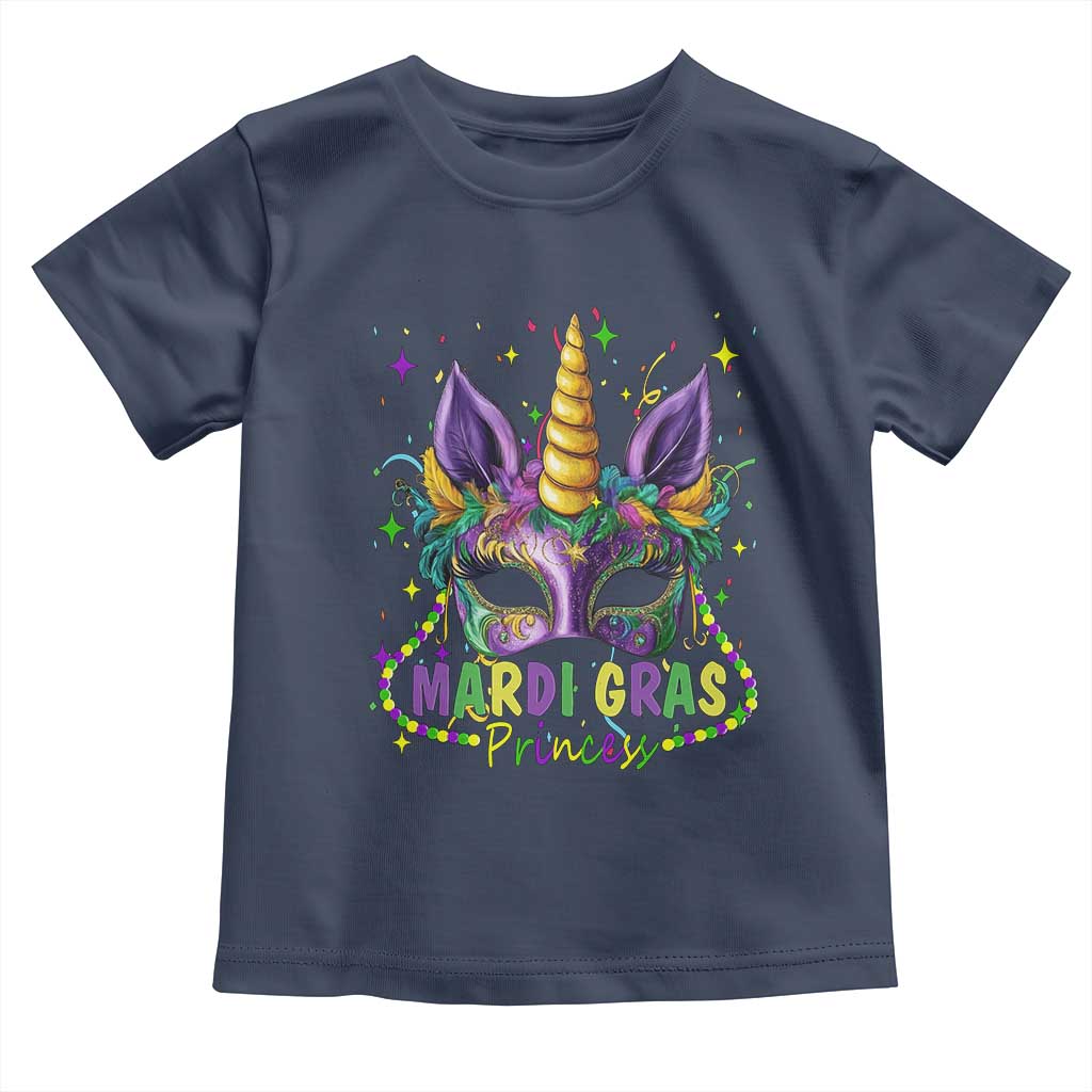 Funny Mardi Gras Princess Toddler T Shirt Unicorn Mask Party TS11 Navy Print Your Wear