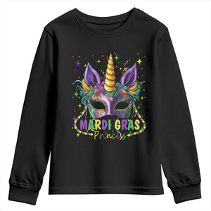 Funny Mardi Gras Princess Youth Sweatshirt Unicorn Mask Party TS11 Black Print Your Wear