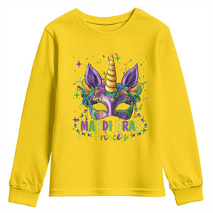 Funny Mardi Gras Princess Youth Sweatshirt Unicorn Mask Party TS11 Daisy Print Your Wear