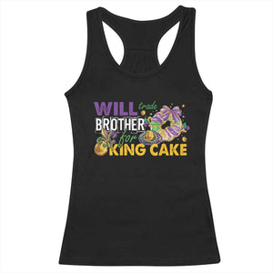 Funny Mardi Gras Will Trade Brother For King Cake Racerback Tank Top Beads Doubloons TS11 Black Print Your Wear