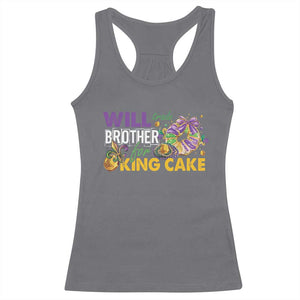Funny Mardi Gras Will Trade Brother For King Cake Racerback Tank Top Beads Doubloons TS11 Charcoal Print Your Wear