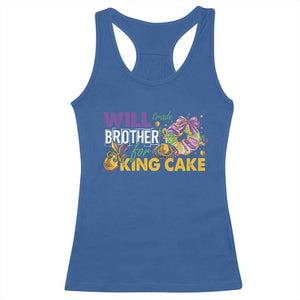 Funny Mardi Gras Will Trade Brother For King Cake Racerback Tank Top Beads Doubloons TS11 Royal Blue Print Your Wear