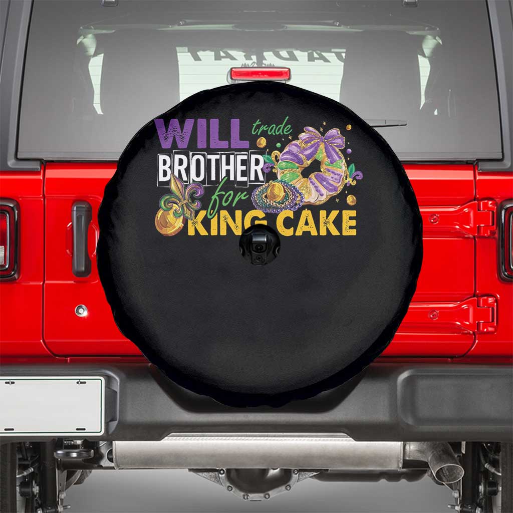 Funny Mardi Gras Will Trade Brother For King Cake Spare Tire Cover Beads Doubloons TS11 Black Print Your Wear
