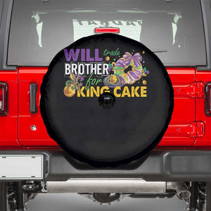 Funny Mardi Gras Will Trade Brother For King Cake Spare Tire Cover Beads Doubloons TS11 Black Print Your Wear