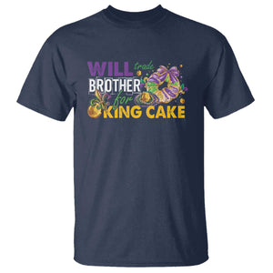 Funny Mardi Gras Will Trade Brother For King Cake T Shirt Beads Doubloons TS11 Navy Print Your Wear
