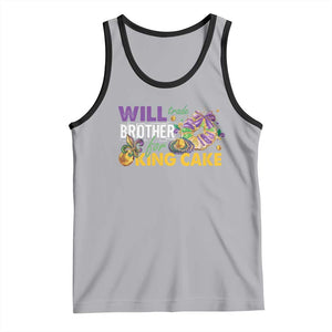 Funny Mardi Gras Will Trade Brother For King Cake Tank Top Beads Doubloons TS11 Athletic Heather Black Print Your Wear