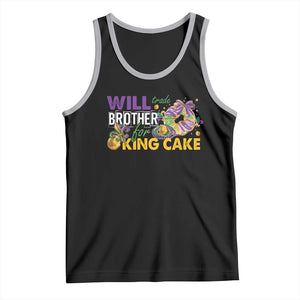 Funny Mardi Gras Will Trade Brother For King Cake Tank Top Beads Doubloons TS11 Black Athletic Heather Print Your Wear