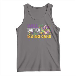 Funny Mardi Gras Will Trade Brother For King Cake Tank Top Beads Doubloons TS11 Deep Heather Print Your Wear