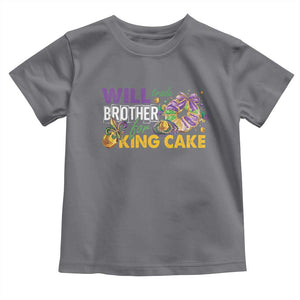 Funny Mardi Gras Will Trade Brother For King Cake Toddler T Shirt Beads Doubloons TS11 Charcoal Print Your Wear