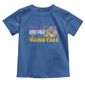 Funny Mardi Gras Will Trade Brother For King Cake Toddler T Shirt Beads Doubloons TS11 Royal Blue Print Your Wear