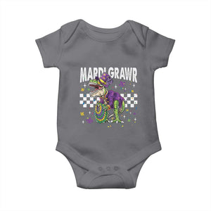 Funny Mardi Gras T-rex Dinosaur Baby Onesie Mardi Grawr Beads Carnival Party TS11 Charcoal Print Your Wear