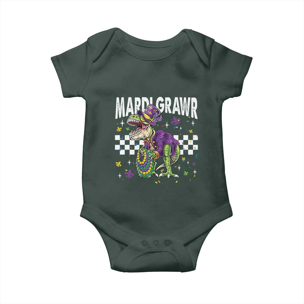 Funny Mardi Gras T-rex Dinosaur Baby Onesie Mardi Grawr Beads Carnival Party TS11 Print Your Wear