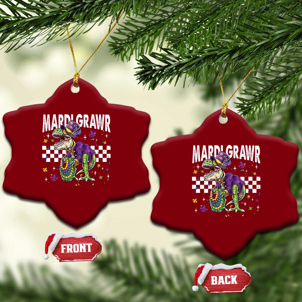 Funny Mardi Gras T-rex Dinosaur Ceramic Ornament Mardi Grawr Beads Carnival Party TS11 Print Your Wear