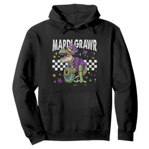 Funny Mardi Gras T-rex Dinosaur Hoodie Mardi Grawr Beads Carnival Party TS11 Black Print Your Wear