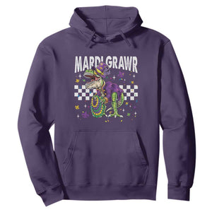 Funny Mardi Gras T-rex Dinosaur Hoodie Mardi Grawr Beads Carnival Party TS11 Purple Print Your Wear
