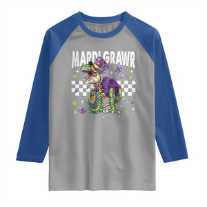 Funny Mardi Gras T-rex Dinosaur Raglan Shirt Mardi Grawr Beads Carnival Party TS11 Sport Gray Royal Print Your Wear