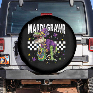 Funny Mardi Gras T-rex Dinosaur Spare Tire Cover Mardi Grawr Beads Carnival Party TS11 No hole Black Print Your Wear