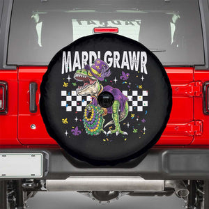Funny Mardi Gras T-rex Dinosaur Spare Tire Cover Mardi Grawr Beads Carnival Party TS11 Black Print Your Wear