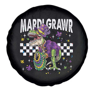 Funny Mardi Gras T-rex Dinosaur Spare Tire Cover Mardi Grawr Beads Carnival Party TS11 Print Your Wear
