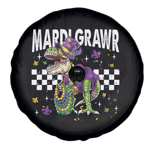 Funny Mardi Gras T-rex Dinosaur Spare Tire Cover Mardi Grawr Beads Carnival Party TS11 Print Your Wear