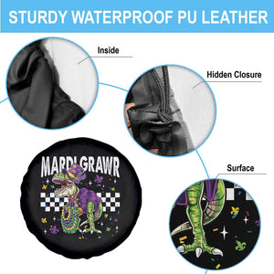 Funny Mardi Gras T-rex Dinosaur Spare Tire Cover Mardi Grawr Beads Carnival Party TS11 Print Your Wear