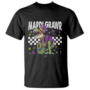 Funny Mardi Gras T-rex Dinosaur T Shirt Mardi Grawr Beads Carnival Party TS11 Black Print Your Wear