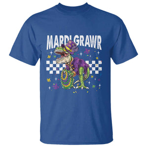 Funny Mardi Gras T-rex Dinosaur T Shirt Mardi Grawr Beads Carnival Party TS11 Royal Blue Print Your Wear