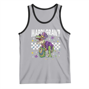 Funny Mardi Gras T-rex Dinosaur Tank Top Mardi Grawr Beads Carnival Party TS11 Athletic Heather Black Print Your Wear