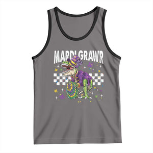 Funny Mardi Gras T-rex Dinosaur Tank Top Mardi Grawr Beads Carnival Party TS11 Deep Heather Black Print Your Wear