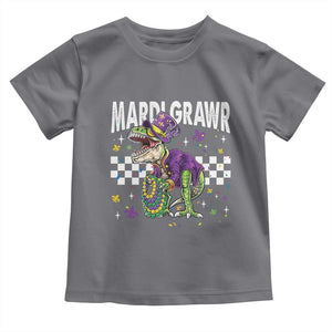 Funny Mardi Gras T-rex Dinosaur Toddler T Shirt Mardi Grawr Beads Carnival Party TS11 Charcoal Print Your Wear