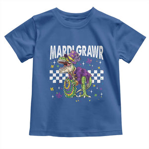 Funny Mardi Gras T-rex Dinosaur Toddler T Shirt Mardi Grawr Beads Carnival Party TS11 Royal Blue Print Your Wear