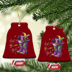 Funny Mardi Gras Cowgirl Ceramic Ornament Let's Geaux Girls Western Cowgirl Boots Carnival TS11 Print Your Wear