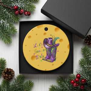 Funny Mardi Gras Cowgirl Ceramic Ornament Let's Geaux Girls Western Cowgirl Boots Carnival TS11 1pc Yellow Cheese Print Your Wear