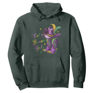 Funny Mardi Gras Cowgirl Hoodie Let's Geaux Girls Western Cowgirl Boots Carnival TS11 Dark Forest Green Print Your Wear