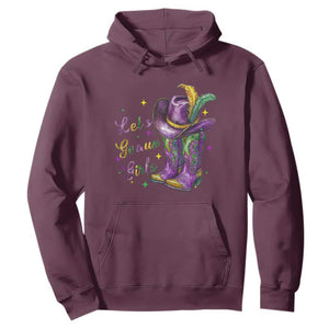 Funny Mardi Gras Cowgirl Hoodie Let's Geaux Girls Western Cowgirl Boots Carnival TS11 Maroon Print Your Wear