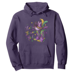 Funny Mardi Gras Cowgirl Hoodie Let's Geaux Girls Western Cowgirl Boots Carnival TS11 Purple Print Your Wear