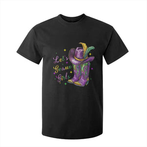 Funny Mardi Gras Cowgirl T Shirt For Kid Let's Geaux Girls Western Cowgirl Boots Carnival TS11 Black Print Your Wear