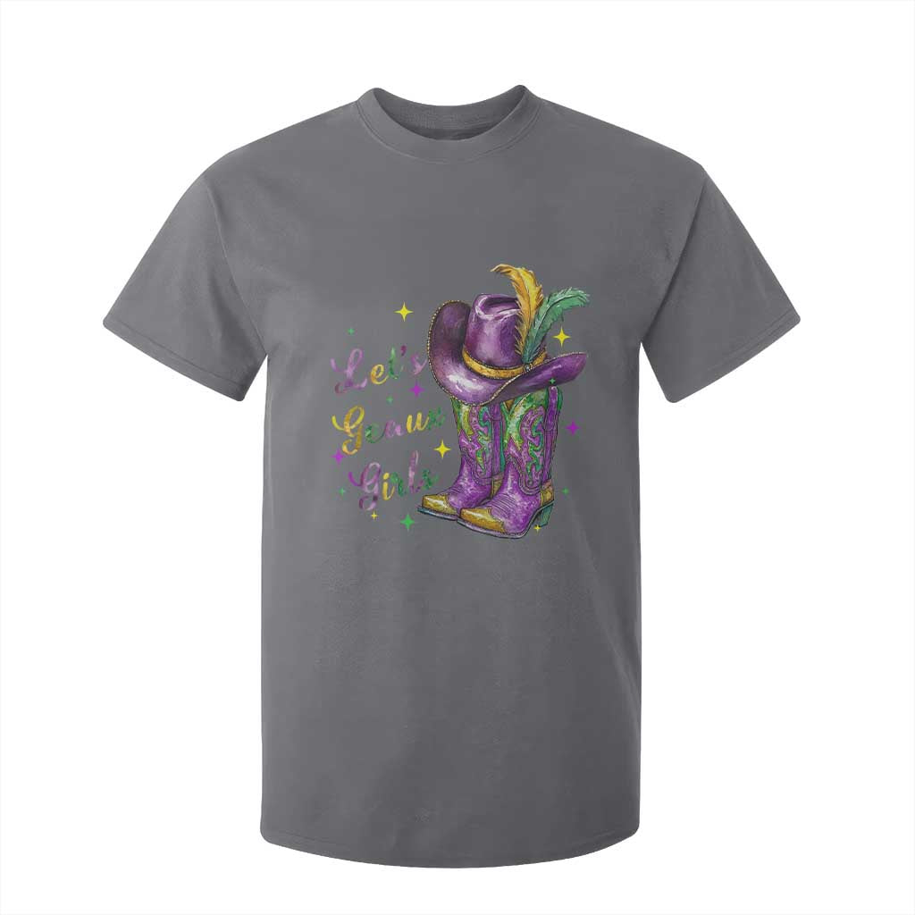 Funny Mardi Gras Cowgirl T Shirt For Kid Let's Geaux Girls Western Cowgirl Boots Carnival TS11 Charcoal Print Your Wear