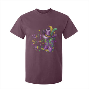 Funny Mardi Gras Cowgirl T Shirt For Kid Let's Geaux Girls Western Cowgirl Boots Carnival TS11 Maroon Print Your Wear