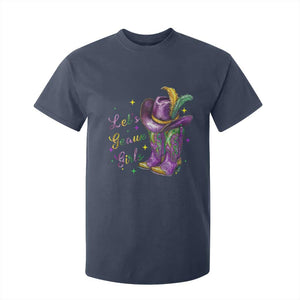 Funny Mardi Gras Cowgirl T Shirt For Kid Let's Geaux Girls Western Cowgirl Boots Carnival TS11 Navy Print Your Wear