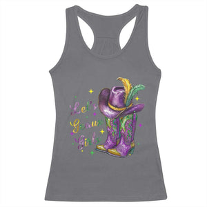 Funny Mardi Gras Cowgirl Racerback Tank Top Let's Geaux Girls Western Cowgirl Boots Carnival TS11 Charcoal Print Your Wear