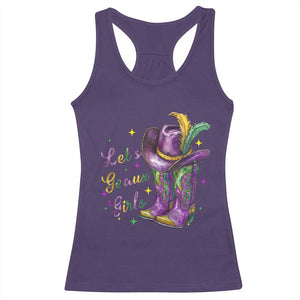 Funny Mardi Gras Cowgirl Racerback Tank Top Let's Geaux Girls Western Cowgirl Boots Carnival TS11 Purple Print Your Wear