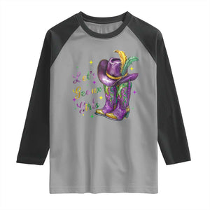 Funny Mardi Gras Cowgirl Raglan Shirt Let's Geaux Girls Western Cowgirl Boots Carnival TS11 Sport Gray Black Print Your Wear