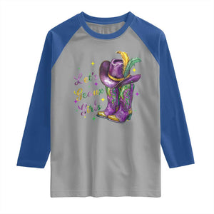 Funny Mardi Gras Cowgirl Raglan Shirt Let's Geaux Girls Western Cowgirl Boots Carnival TS11 Sport Gray Royal Print Your Wear